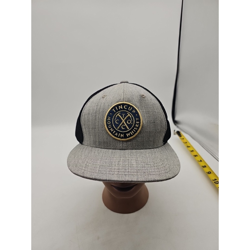 Tin‎ Cup Mountain Whiskey Trucker Hat Adjustable Snapback Gray Black Cap